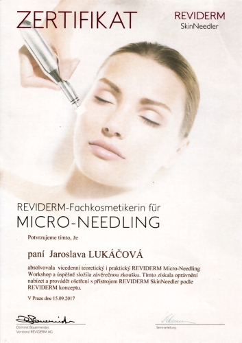 Certifikat Reviderm Micro-needling