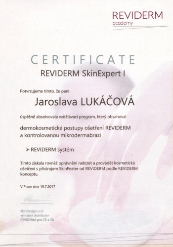Certifikat Reviderm Mikrodermabrazia